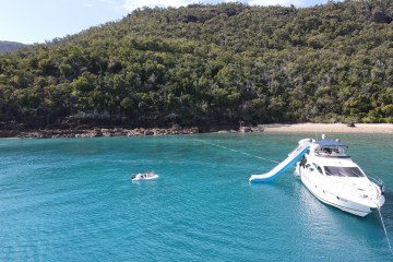 Platinum luxury yacht anchored in Whitsundays Islands